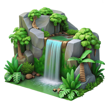 stunning artistic Hidden Waterfall Lush Greenery Cutout professional png