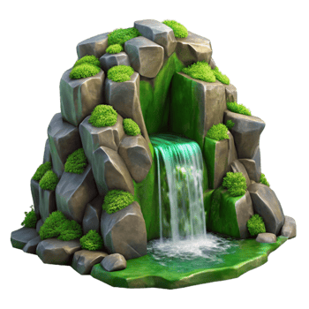 vibrant creative Hidden Waterfall Moss Covered Rocks Green Texture Cutout premium png