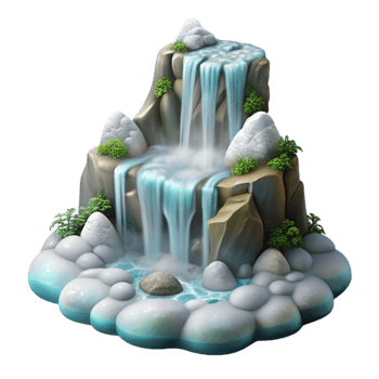 serene abstract Hidden Waterfall Spraying Mist White Water Cutout exclusive png