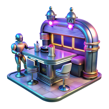 beautiful vintage A Futuristic Art Deco Style Diner With exclusive png