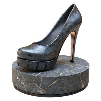 elegant rustic High Heels Platform Black Isolated Element png