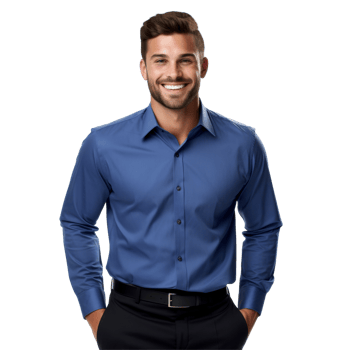 Businessman is wearing a blue shirt and black pants isolated on transparent background png