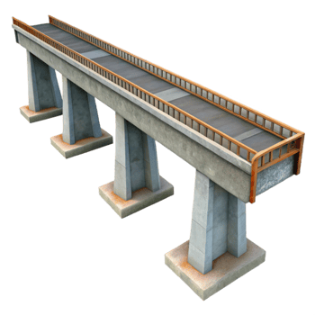 serene minimalist High Speed Rail Bridge Section Cutout professional png