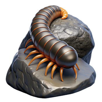 stunning artistic A Centipede Crawling on a Rock Dark Shad professional png