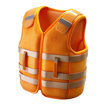 vibrant traditional High Visibility Vest Orange Mesh Transparent Background professional png