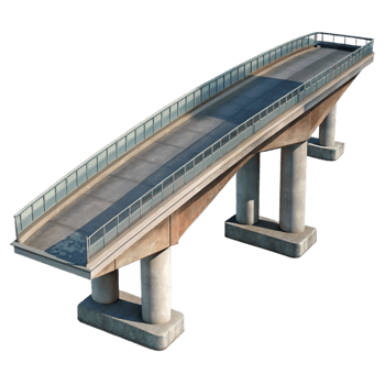 serene vintage Highway Overpass Angled View Isolated high quality png