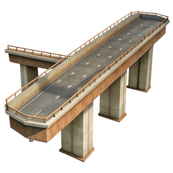 beautiful modern Highway Overpass Angled View Isolated genuine png