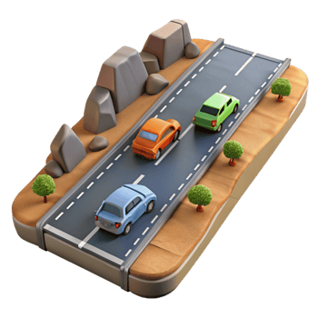 dramatic vintage Highway with Cars Transparent Background premium png