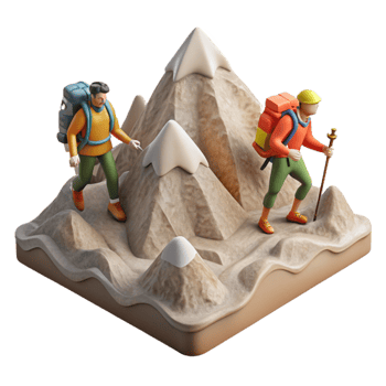 extraordinary contemporary Hikers Reaching Mountain Summit Cutout high quality png