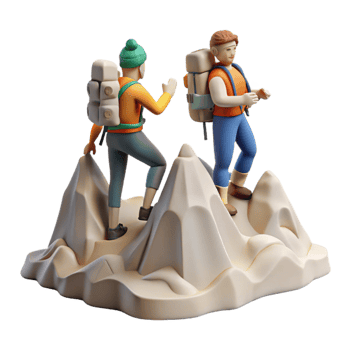 wonderful artistic Hikers Reaching Mountain Summit Cutout exclusive png