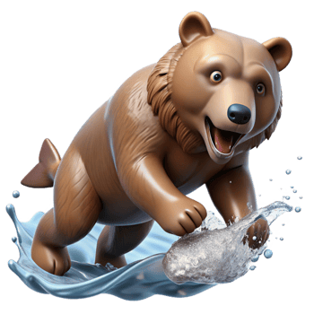 dramatic vintage A Grizzly Bear Catching a Salmon in a Riv exclusive png