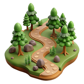 elegant modern Hiking Trail Winding Through Forest original png