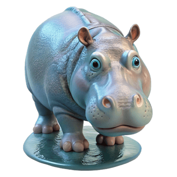 vibrant traditional Hippopotamus Submerged Transparent Background high quality png