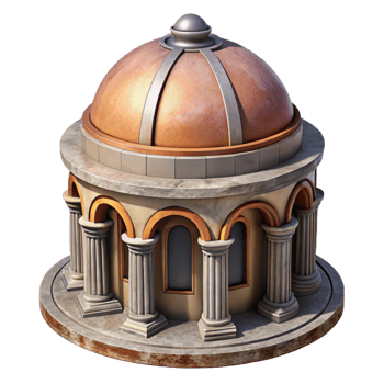 serene rustic Historical Building Dome Cutout Architectural Detail professional png