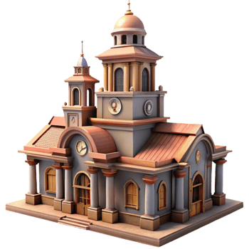 wonderful abstract Historical Building with Clock Tower Transparent Background authentic png