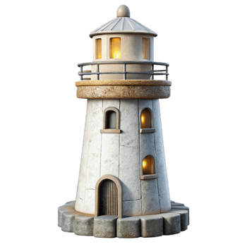 stunning rustic Historical Lighthouse Bright White Cutout detailed png