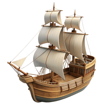 elegant artistic Historical Ship at Sea Transparent high resolution png