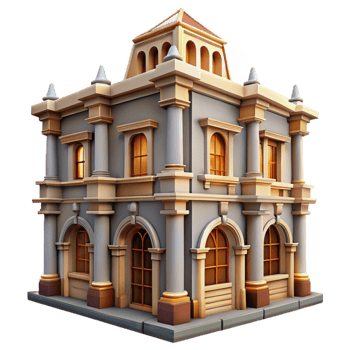 serene vintage Historic Building Facade Detailed Illustration Transparent Background original png