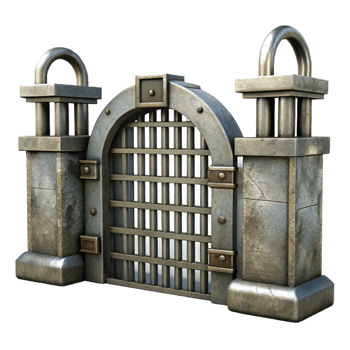 vibrant vintage Historic Canal Lock Metal Gates Transparent Background high quality png
