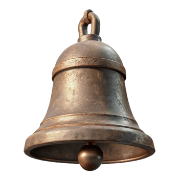 elegant rustic Historic Church Bell Side View Isolated genuine png