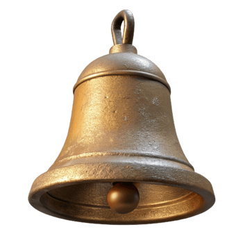 dramatic classic Historic Church Bell Side View Isolated authentic png