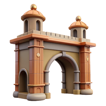 magnificent artistic Historic City Gate Arched Entryway Isolated detailed png