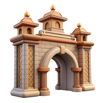 extraordinary traditional Historic City Gate Arched Entryway Isolated original png
