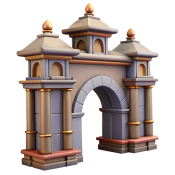 magnificent vintage Historic City Gate Arched Entryway Isolated professional png