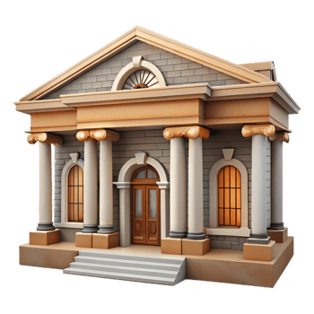 elegant traditional Historic Library Building Front View Transparent Background genuine png