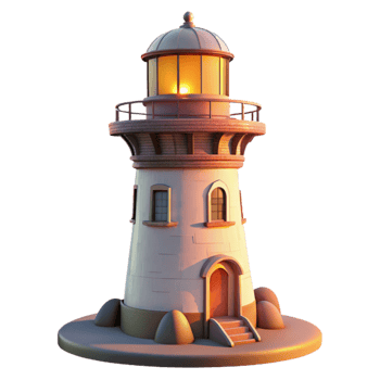 wonderful rustic Historic Lighthouse at Sunset Transparent Background genuine png