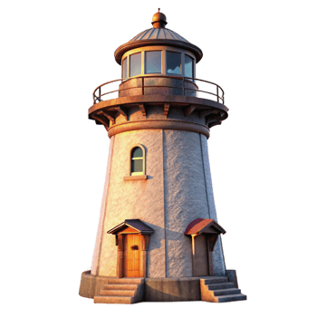 vibrant rustic Historic Lighthouse at Sunset Transparent Background original png