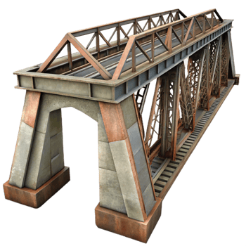 impressive traditional Historic Railway Bridge Steel Structure Isolated detailed png