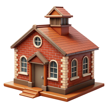 beautiful classic Historic Schoolhouse Brick Facade Isolated png