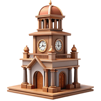 impressive minimalist Historic Town Hall Clock Tower Detail Isolated detailed png