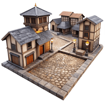 wonderful abstract Historic Town Square Cobblestone Streets Isolated premium png