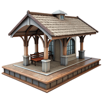 impressive rustic Historic Train Station Platform View Isolated exclusive png