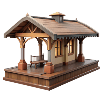 magnificent vintage Historic Train Station Platform View Isolated premium png