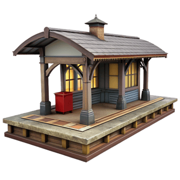 extraordinary artistic Historic Train Station Platform View Isolated authentic png
