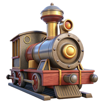 elegant minimalist Historic Train Steam Engine Front View Isolated on Transparent Background png