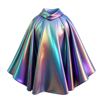 stunning traditional Holographic Cape Dramatic Drape Transparent Background premium png