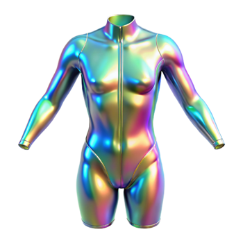 extraordinary creative Holographic Bodysuit Seamless Design Transparent Background high quality png