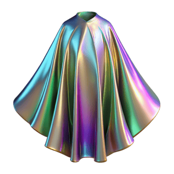 elegant modern Holographic Cape Dramatic Drape Transparent Background authentic png