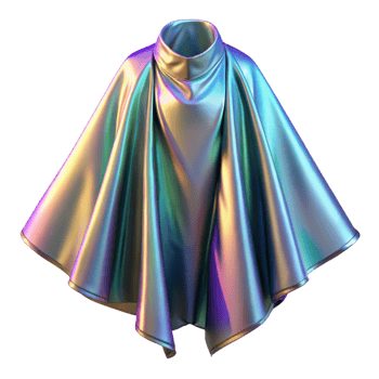 magnificent creative Holographic Cape Dramatic Drape Transparent Background high quality png
