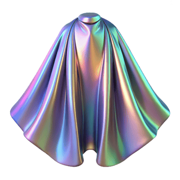 elegant traditional Holographic Cape Flowing Silhouette Transparent Background exclusive png