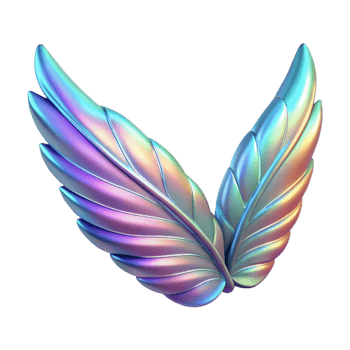 dramatic contemporary Holographic Wings Feather Texture Transparent Background detailed png