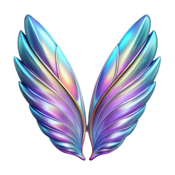 beautiful artistic Holographic Wings Feather Texture Transparent Background authentic png