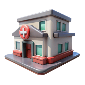 wonderful abstract Hospital Building with Ambulance Entrance Isolated premium png