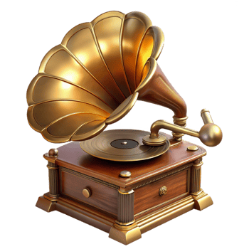 vibrant classic A Steampunk Gramophone with Intricate Bras premium png