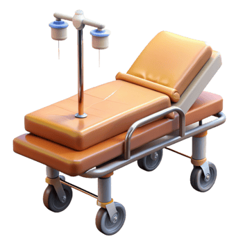 elegant vintage Hospital Gurney with Wheels and Iv Pole Cutout high quality png