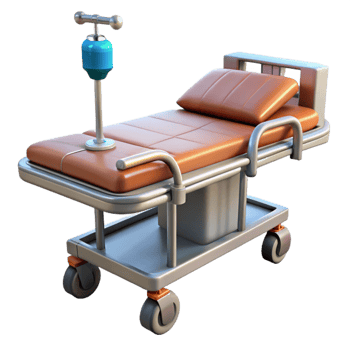 serene rustic Hospital Gurney with Wheels and Iv Pole Cutout professional png